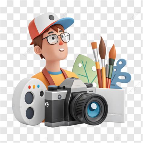 Fotógrafo Icono 3d Aislado En Un Fondo Blanco Con Cámaras Y Artes