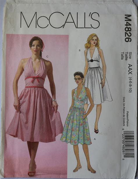 Mccall S Misses Halter Dress Pattern Bridesmaid Etsy