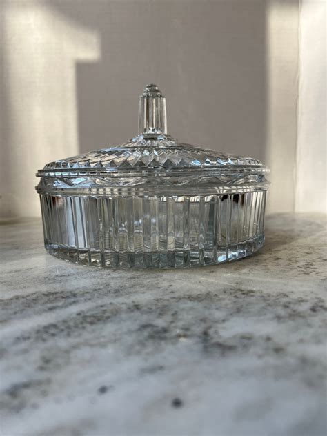 Vintage Glass Candy Dish With Lid Etsy