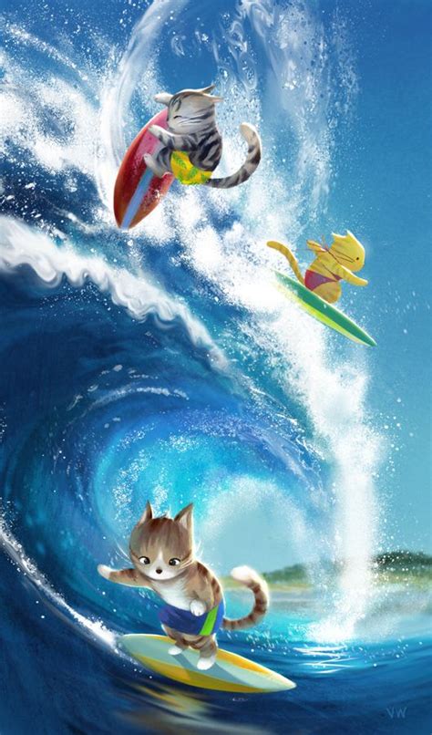 Surfer Art Cat Art Cats Illustration