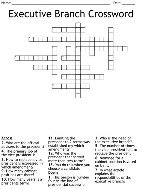 Executive Branch Crossword Wordmint