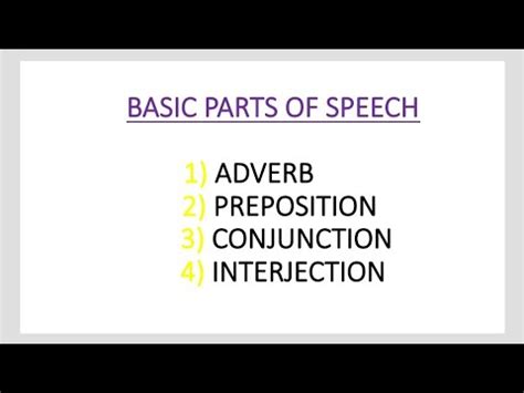 Basic Parts Of Speech Adverb Preposition Conjunction