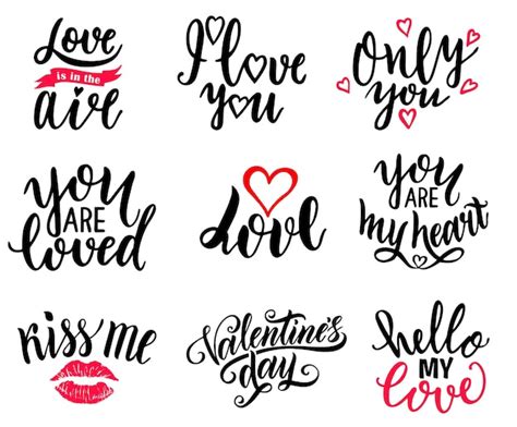 Premium Vector Happy Valentines Day And Love Typography Set