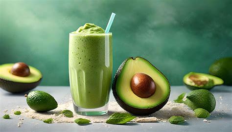 avocado juice glass green summer drink image  ai background avocado