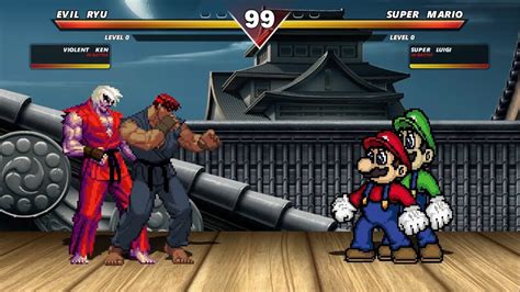 Super Mario And Super Luigi Vs Ryu And Evil Ryu High Level Insane Epic