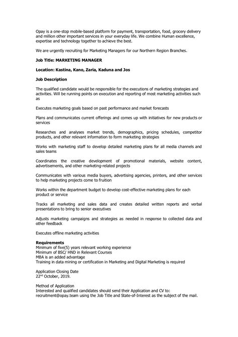 Marketing Manager Job
