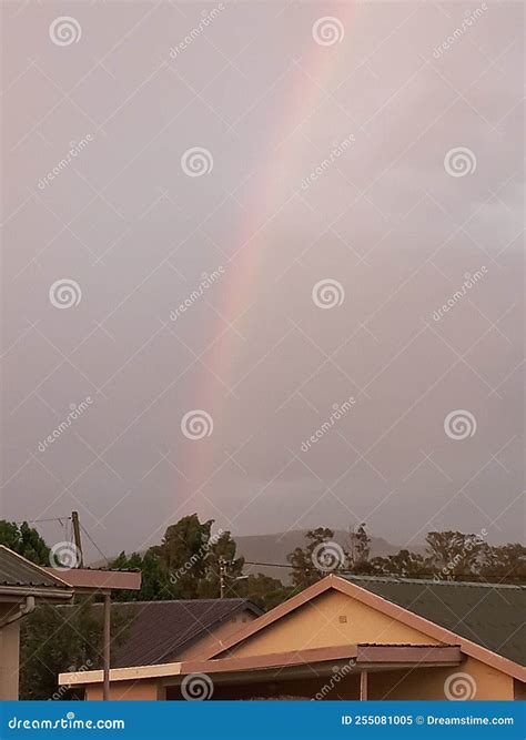 Rainbow after Rain on a Sunny Day Weather Stock Image - Image of rain