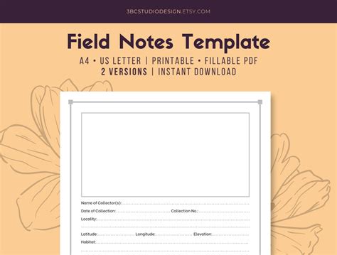 Specimen Field Note Digital Template Grinnell Field Notes Grinnell