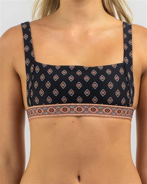 Shop Rip Curl Pacific Dream Crop Bikini Top In Black Fast Shipping