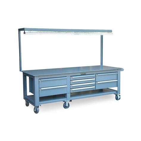 Mobile Workbench with 8 Key-Lock Drawers and Light - Made in USA Tools