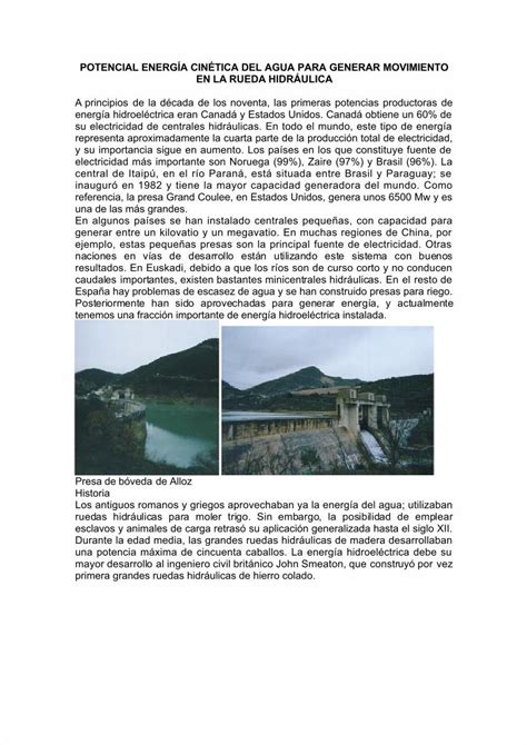 Pdf Potencial Energ A Cin Tica Del Agua Para Generar Movimiento En La