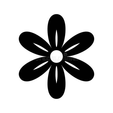 Black Flower Icon Vector In Silhouette Isolated On White Background Cartoon Style Stock