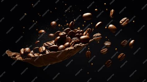 Premium AI Image | Falling coffee beans on dark background