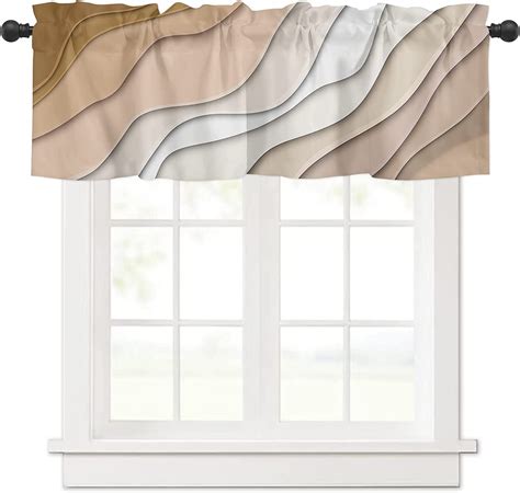 Alishomtll Curtain Valances for Kitchen Living Room Bedroom Brown Rod ...