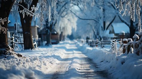 Premium Ai Image Winter Landscape With Snow Covered Trees