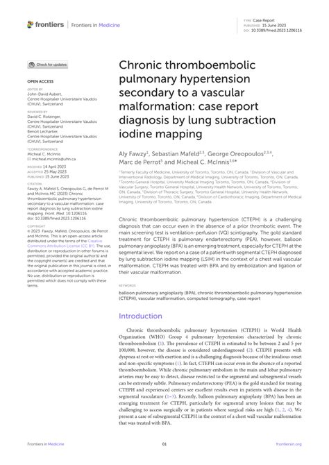 Pdf Chronic Thromboembolic Pulmonary Hypertension Secondary To A