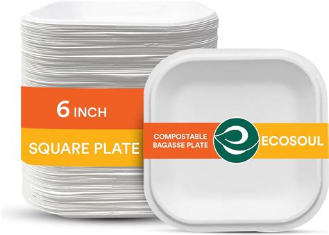 Amazon Eco Soul Pearl White Inch Square Pack Paper Plates