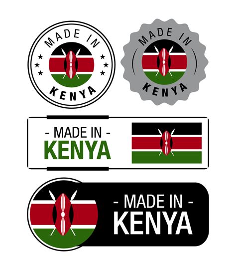 Set Of Made In Kenya Labels Logo Kenya Flag Kenya Product Emblem