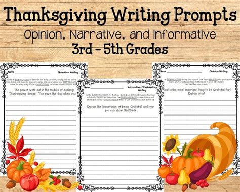 Thanksgiving Writing Prompts For 3rd Grade Students