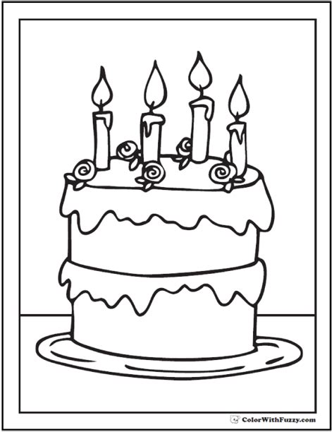 28+ Birthday Cake Coloring Pages: Customizable PDF Printables