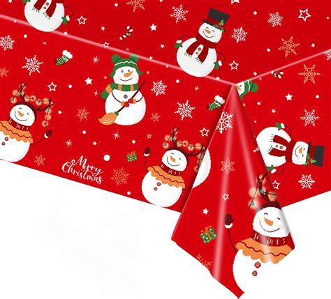 Cosoro 137 274cm Plastic Christmas Tablecloths Partylarge Xmas Table