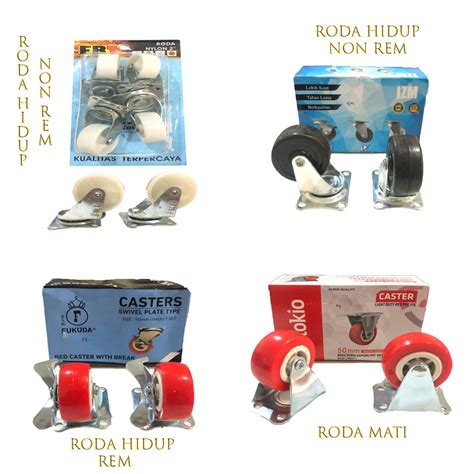 Jual Roda Kastor Nylon Hidup Mati Model Gepeng Ukuran Varian Merk