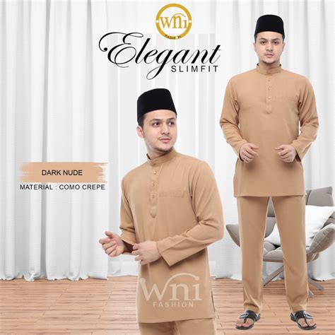 Baju Melayu Slimfit Elegant Dark Nude Shopee Malaysia