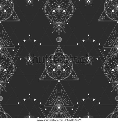 Seamless Pattern Sacred Geometric Symbols Background Stock Vector Royalty Free 2147037429