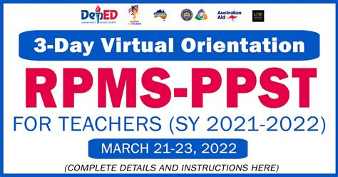 3 Day Virtual Orientation On RPMS PPST For Teachers For SY 2021 2022