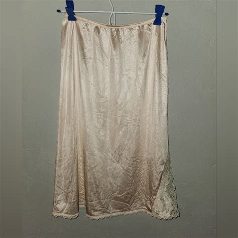 Maidenform Intimates Sleepwear Vintage S Nude Lace Trim Union Made Slip Skirt By