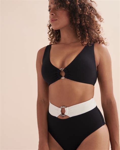 Jets Australia Versa Rib High Waist Bikini Bottom Black Cream