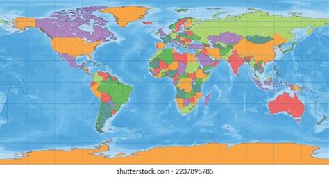 Political Blank World Map Equirectangular Projection Stock Vector ...