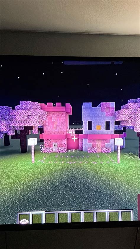 Hello Kitty Minecraft House🫶 Hello Kitty Minecraft Houses Kitty