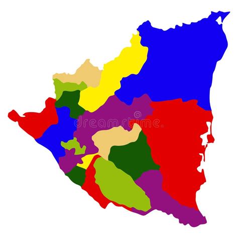 Political Map Of Nicaragua Isolated On Transparent Background Stock