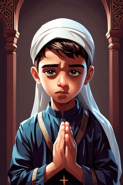 Premium Photo Vector Moslem Boy Praying Dua