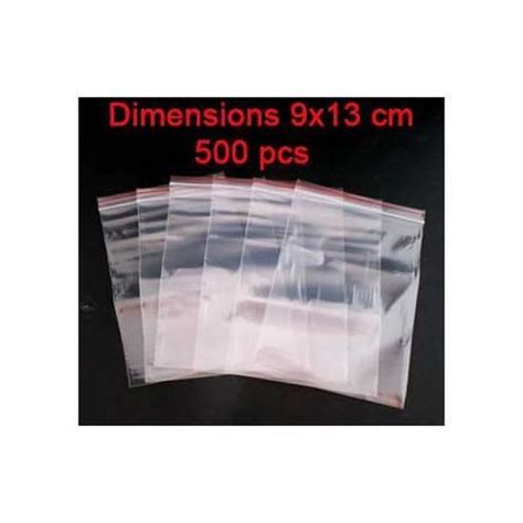 500 sachets fermeture à zip réutilisables 10x7cm 0287 Transparent