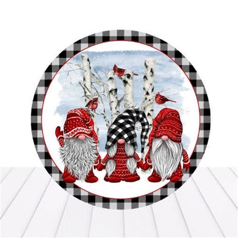 Christmas Gnome Wreath Sign Wreath Attachmentblack And White Etsy