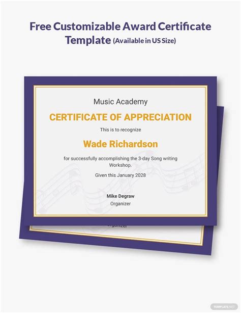 Loyalty Award Certificate Example Template in Pages, Publisher, Word ...