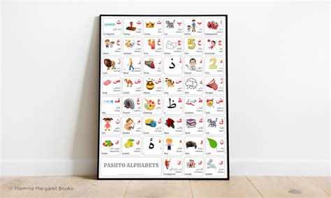 PASHTO Alphabet CHART With Words and English Translations Printable Art ...