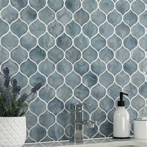 Msi Blue Shimmer Arabesque 10 In X 102 In Glass Mesh Mounted Mosaic Wall Tile And Reviews Wayfair