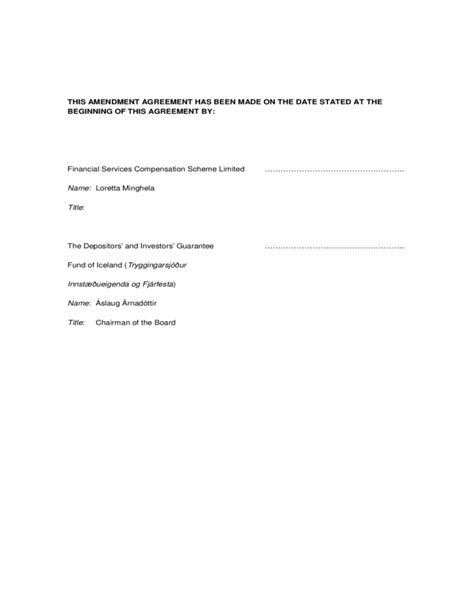 Amendment Agreement Sample Free Download