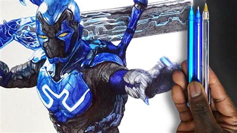 Drawing BLUE BEETLE Using Ballpoint Pens YouTube