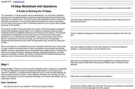 Powerlessness In Recovery Worksheets