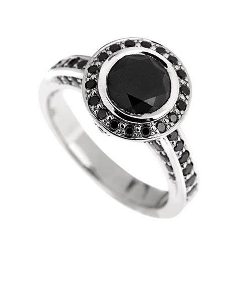 Black Diamond Halo Ring - Filigree Jewellery Christchurch, New Zealand