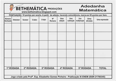 Oq Colocar Na Adedonha - Tabela De Adedonha Para Imprimir - ZULEDU