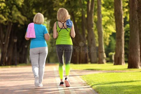 Sporty Mature Women Training In Park Stock Photo Image Of People