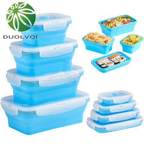 Duolvqi Silikonowy Lunch Box Przeno Ny Miska Kolorowe Sk Adane Ywno Ci