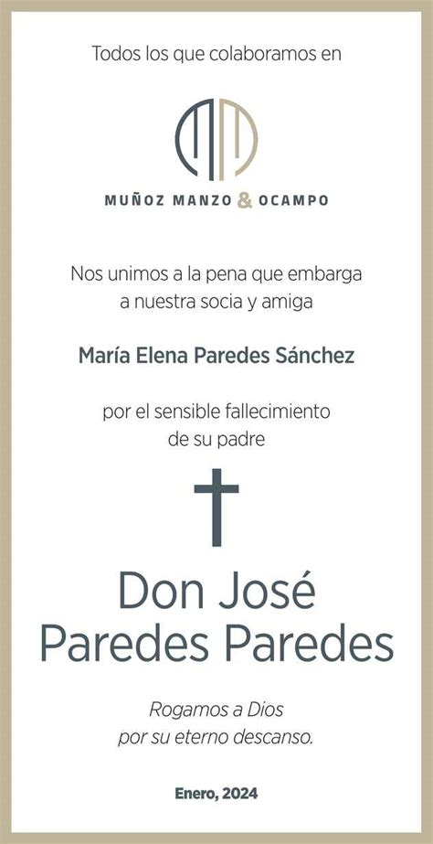 Don Jos Paredes Paredes Obituario Esquela