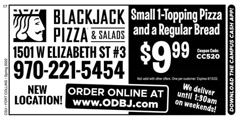 Blackjack Pizza - CSU | Campus Cash Coupons - A Web Coupon Brought To ...