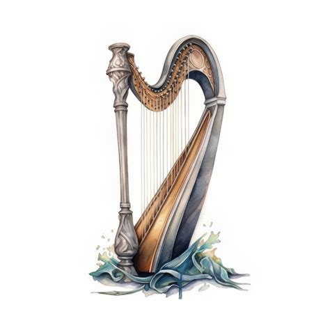 Premium Photo Watercolor Illustration Of A Harp Isolated On White